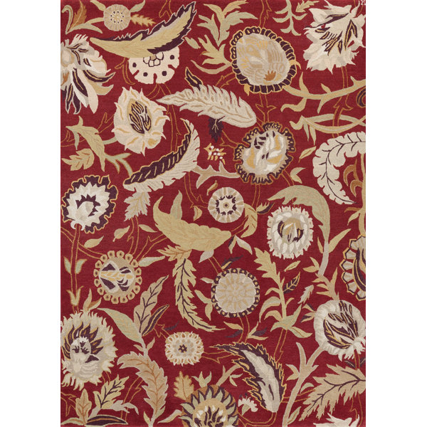 New Moon Rugs Garden Wool Floral Area Rug Gold/Copper/Gray/Ivory Perigold